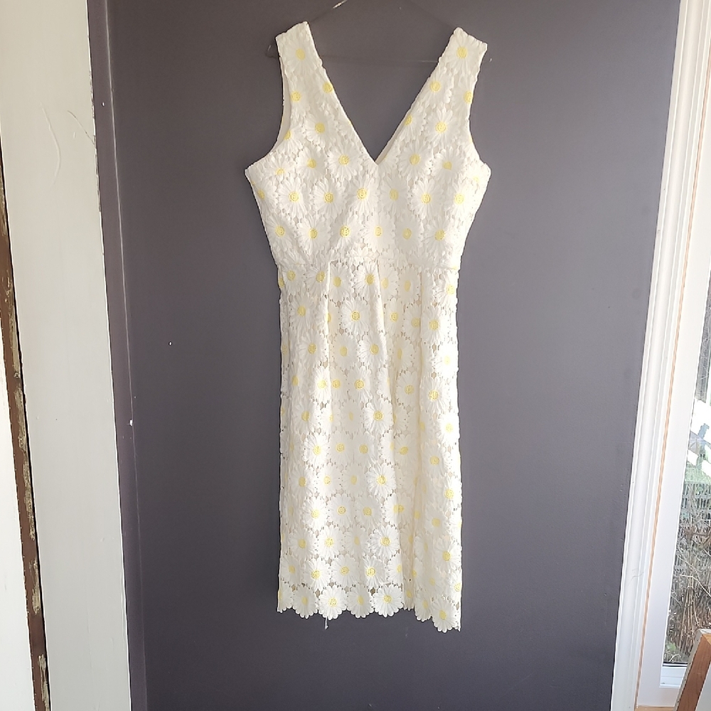 Luxe White and Yellow Floral Midi Dress